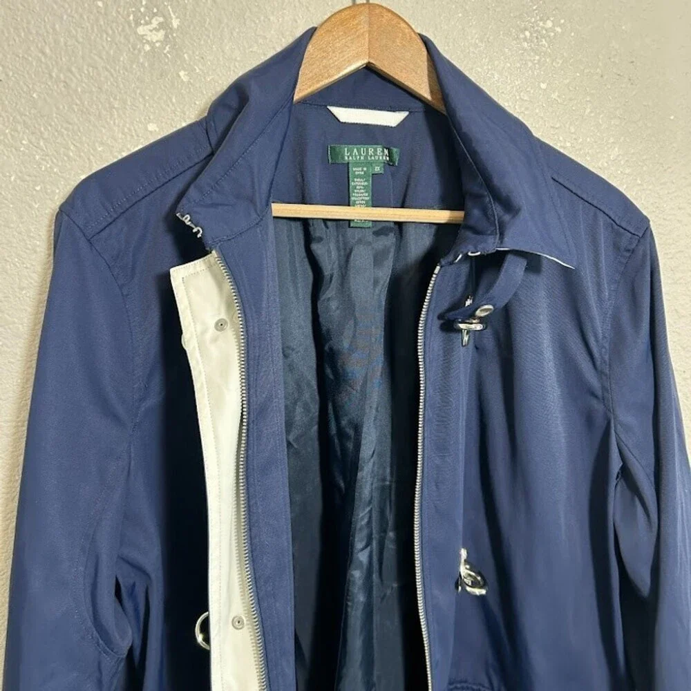 LRL Ralph Lauren Fireman Clasp Jacket Womens 2X Navy Nautical Lobster Coastal